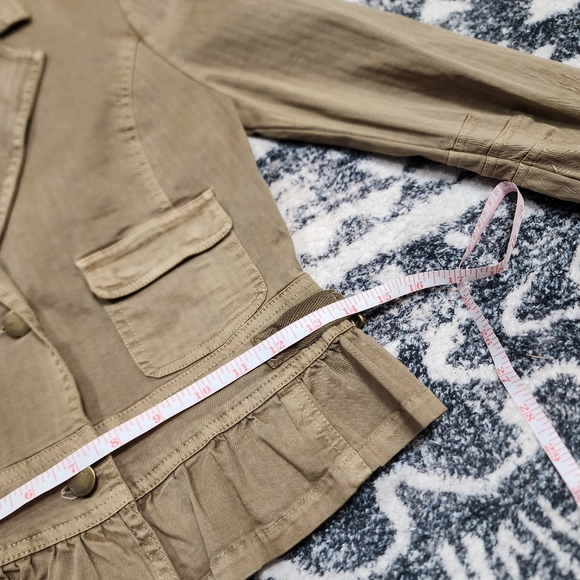 Vintage Womens Forever 21 Brown Jean Jacket with Ruffle Bottom Size Small - Picture 6 of 7